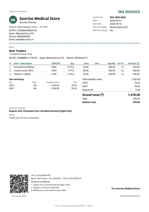 Letterhead invoice design sample