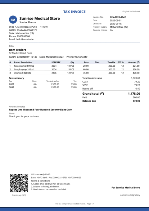 Stripe invoice design sample
