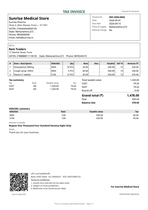 Tally invoice design sample